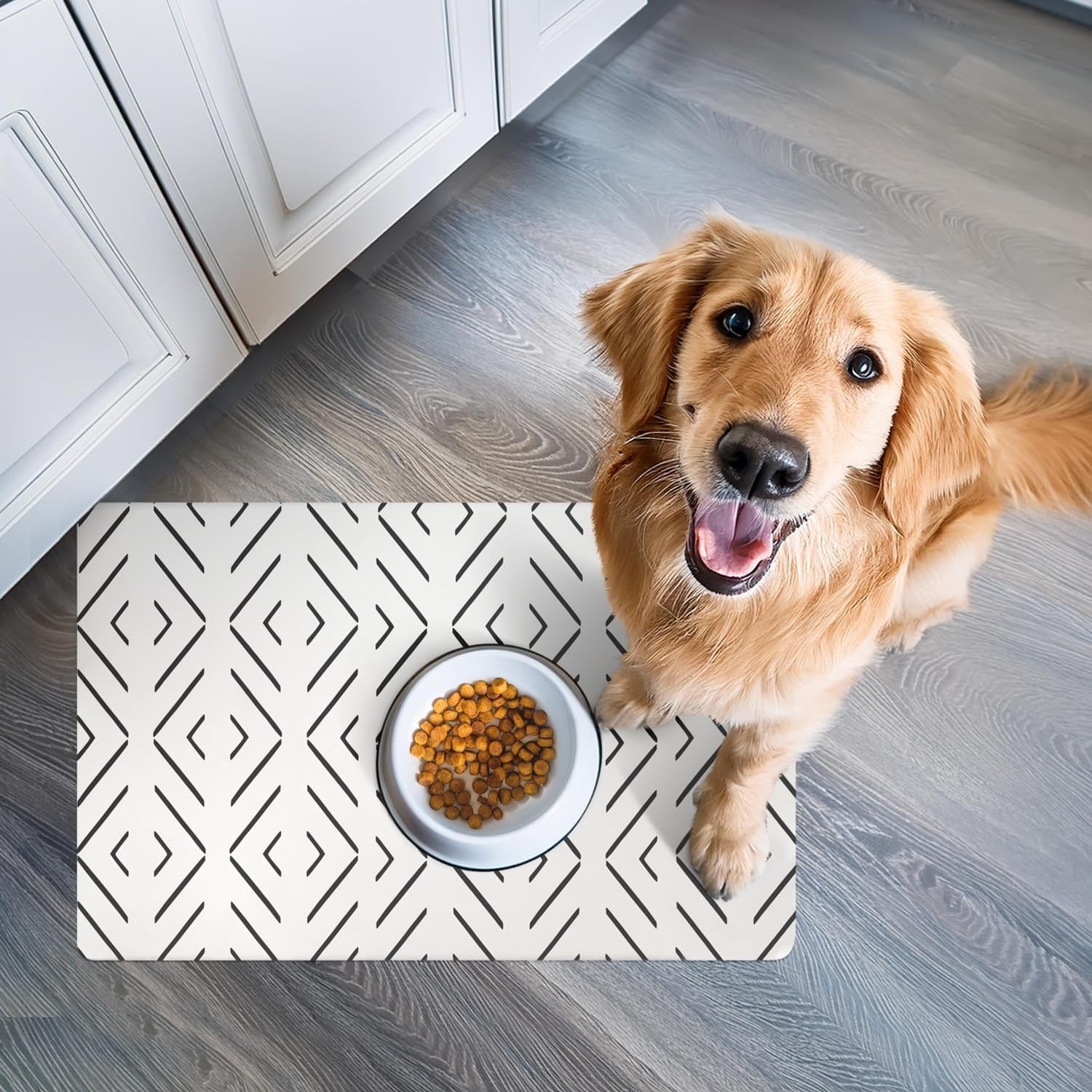 Boho Dog Food Mat & Cat Food Mat - Large Waterproof Pet Food Mat - Dog Mat & Cat Mat for Food & Water Bowls - Large Dog Food Mats for Floors Waterproof - Waterproof Dog Bowl Mat & Cat Bowl Mat