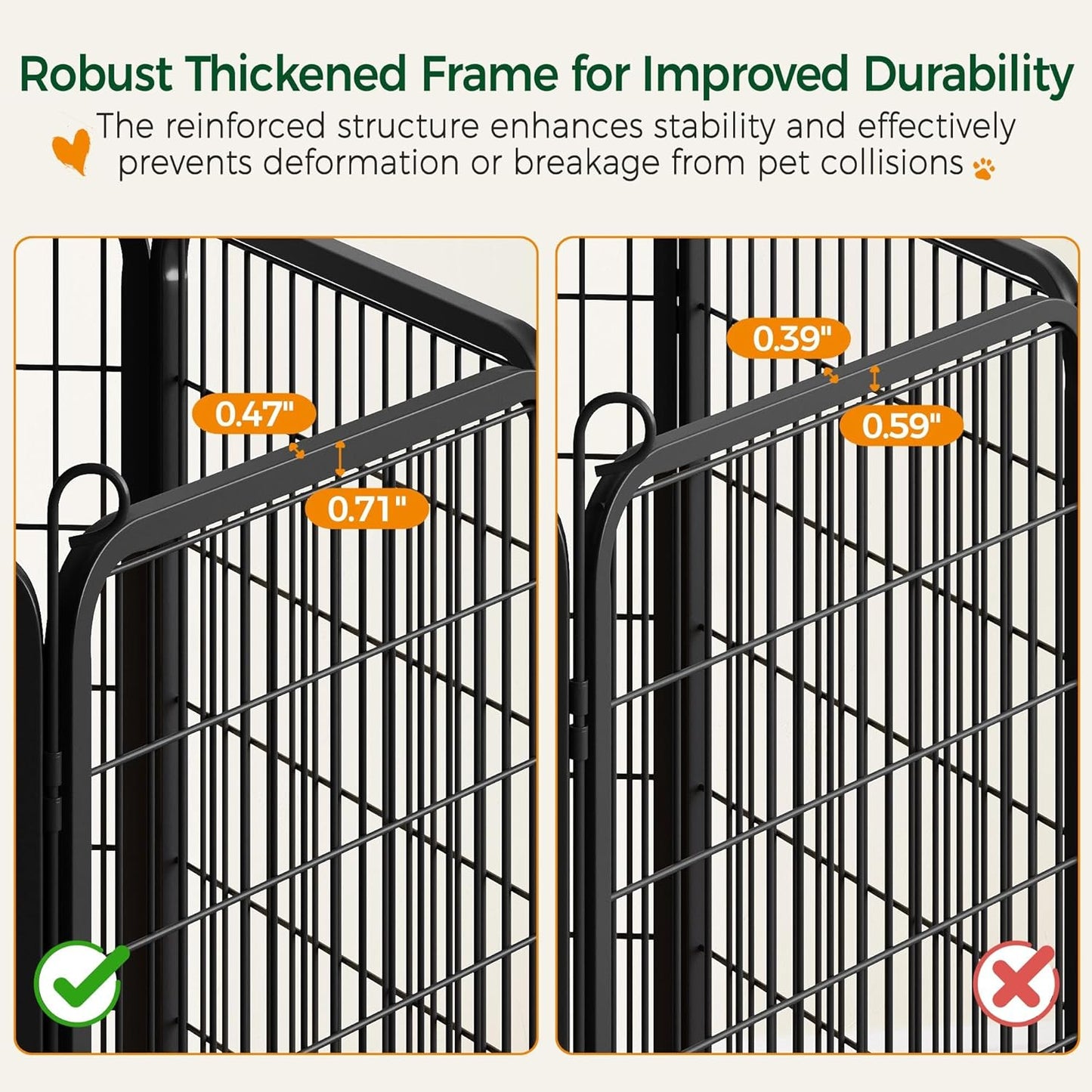 32-Inch Heavy Duty Dog Pen- Foldable Metal 16 Panel Dog Pen Dog Exercise Pen Barrier Kennel Portable Cat Duck Chicken Puppy Fence with Door Outdoor & Indoor Black